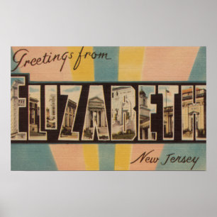 Affiche Elizabeth, New Jersey - Scènes de grandes lettres