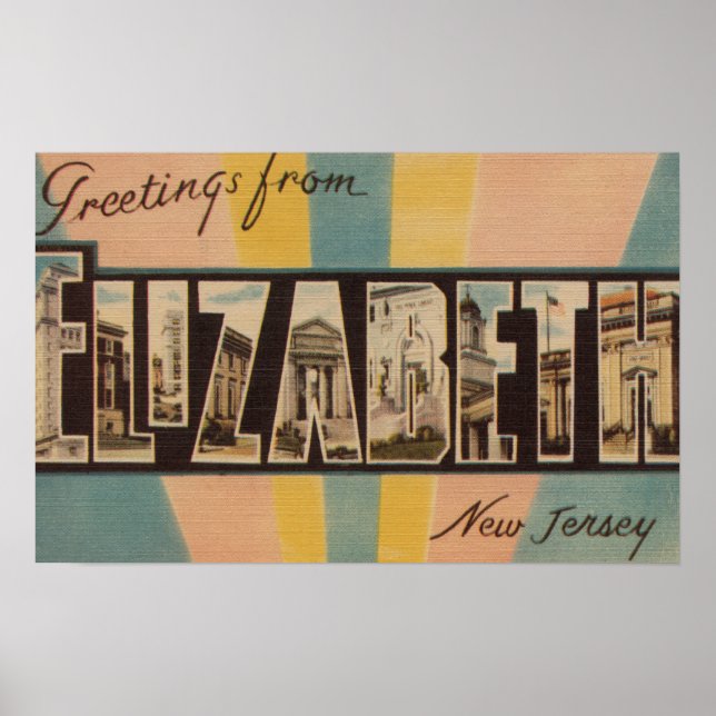Affiche Elizabeth, New Jersey - Scènes de grandes lettres (Devant)