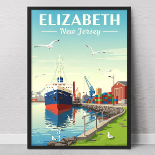 Affiche Elizabeth New Jersey vintage