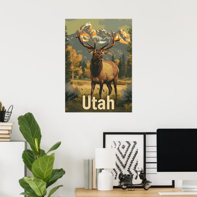 Affiche Elk Utah vintage (Bureau à domicile)