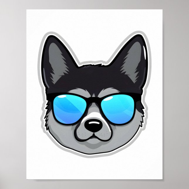 Affiche Elkhound norvégien en lunettes de soleil Cool Clas (Devant)