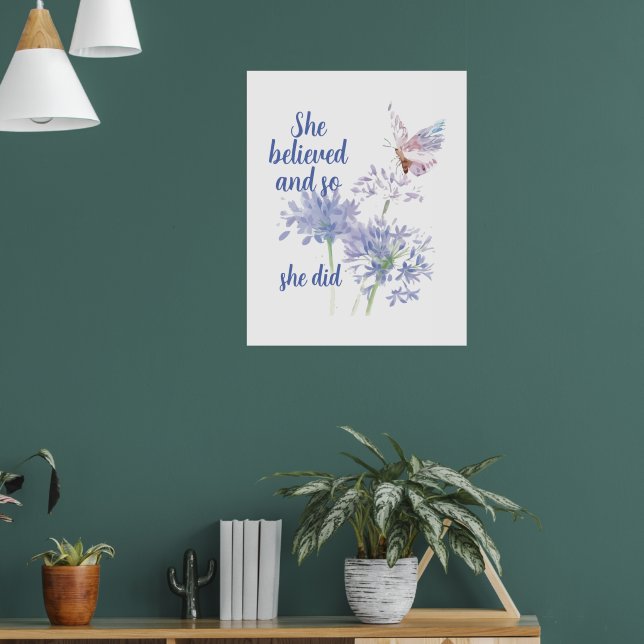 Affiche « Elle a cru et donc Citation Motiveuse Papillon (Salon 1)