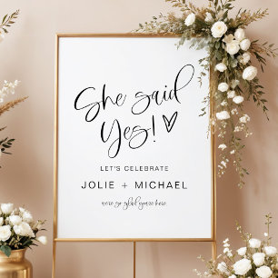 Affiche Elle a dit oui Bienvenue à la fête de fiançailles