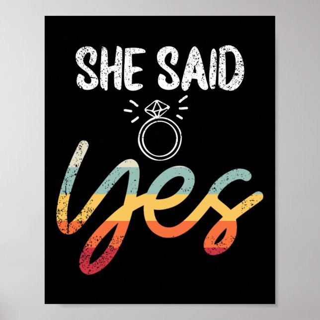 Affiche Elle A Dit Oui Mariage Groom Fiance M. Engagé Enga (Devant)