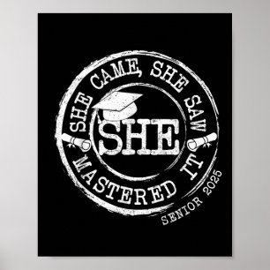 Affiche Elle A Maîtrisé Il Maîtrise Diplôme Retro Cl