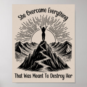 Affiche Elle a surmonté Mountain Line Art Women Emaîtrise