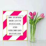 Affiche Elle A Transformé Ses Canettes En Canettes, Impres<br><div class="desc">Imprimée D'Art De Bureau,  Elle Transforme Ses Canettes En Canettes,  Accessoires De Bureau Pour Femmes,  Imprimés De Devis,  Décor À Couple,  Décor De Bureau,  Affiche Motivationnelle</div>