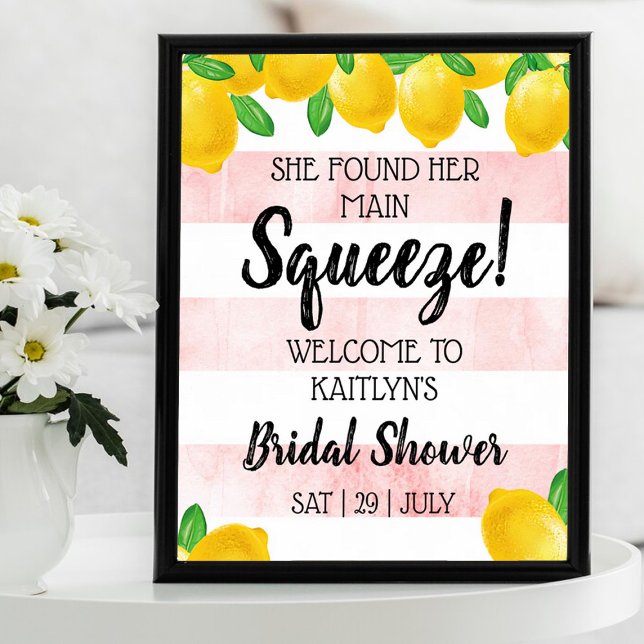 Affiche Elle a trouvé son Lemon Bridal Shower Main Squeeze (Créateur téléchargé)