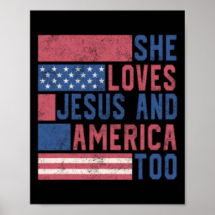 Affiche Elle Aime Jésus Et L'Amérique Aussi 4 juillet Patr