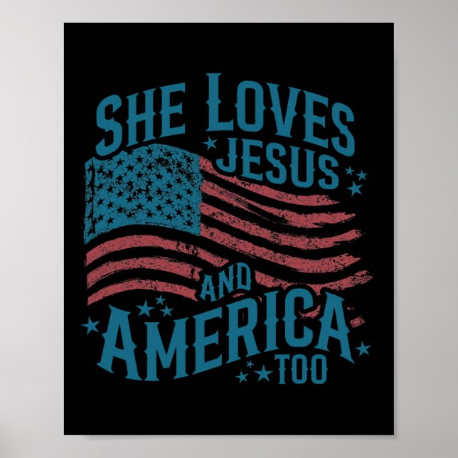 Affiche Elle aime Jésus et l'Amérique aussi Drapeau améric (Devant)