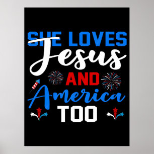 Affiche Elle aime Jésus et l'Amérique aussi Rétro Patrioti