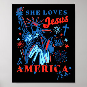 Affiche Elle aime Jésus et le design de la fête de l'indép
