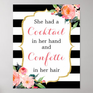 Affiche Elle avait un cocktail à la main et des confettis 