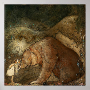 Affiche « Elle embrassa l'ours » de John Bauer
