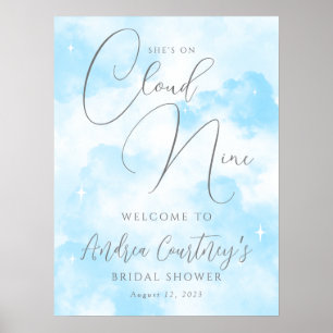 Affiche Elle est au septième ciel Dreamy  Blue Baby Shower