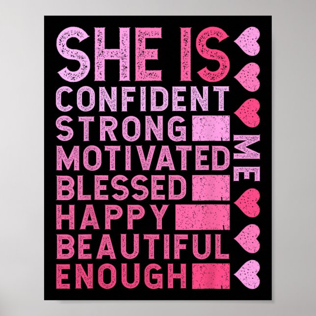 Affiche Elle Est Confiante Forte Motivée Heureux Belle (Devant)