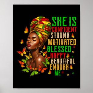 Affiche Elle est forte Éduquée Bénie Femmes Histoire Noire