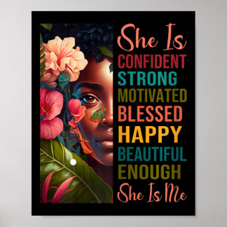 Affiche Elle Est Moi Forte Éduquée Bénie Histoire Noire Wo