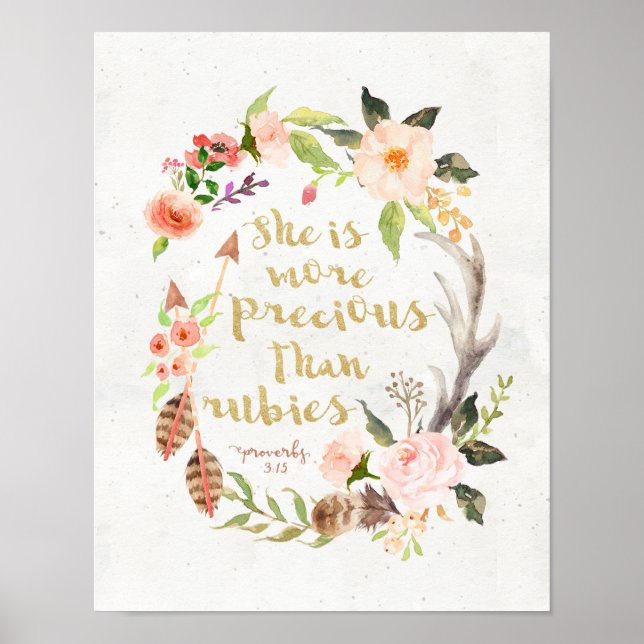 Affiche Elle est plus Précieuse que Rubies Proverbes Wall  (Devant)