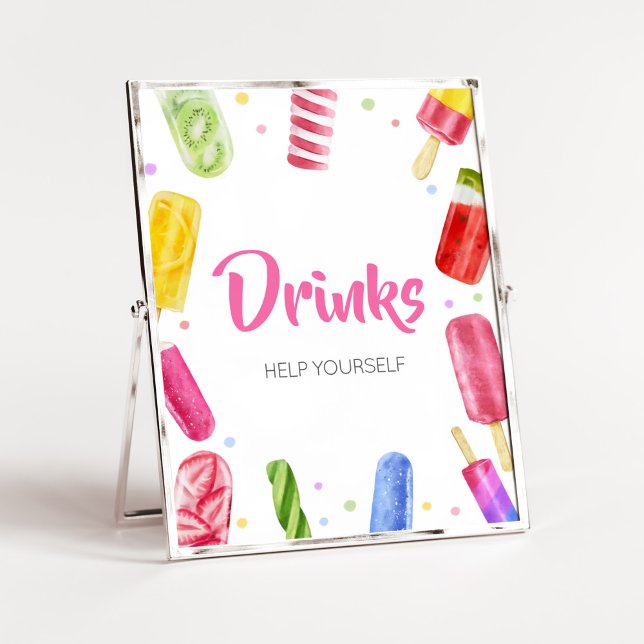 Affiche Elle est prête à boire du Baby shower (Popsicle Baby Shower Drinks Sign)