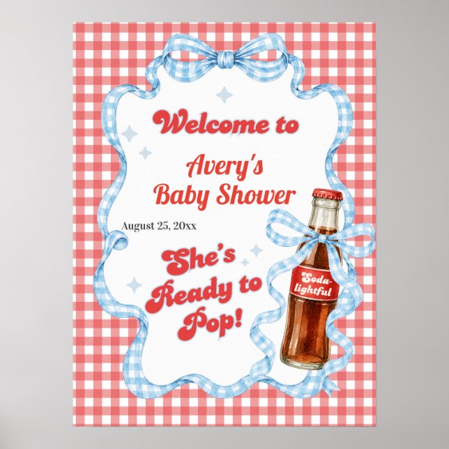 Affiche Elle est prête à éclater Fête de Bébé Garçon Soda (Devant)