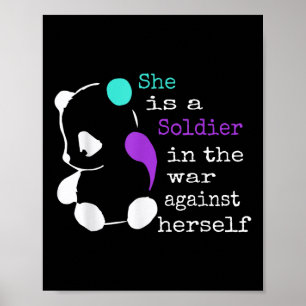 Affiche Elle Est Un Soldat Semicolon Cadeau Prévention Sui