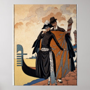 Affiche Elle et Lui, Illustration de mode, 1921 (pochoir p