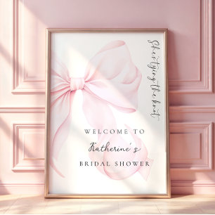 Affiche Elle Noue la Robe de Mariée Rose