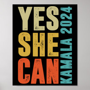 Affiche Elle Peut Kamala 2024 Couleurs Rétro