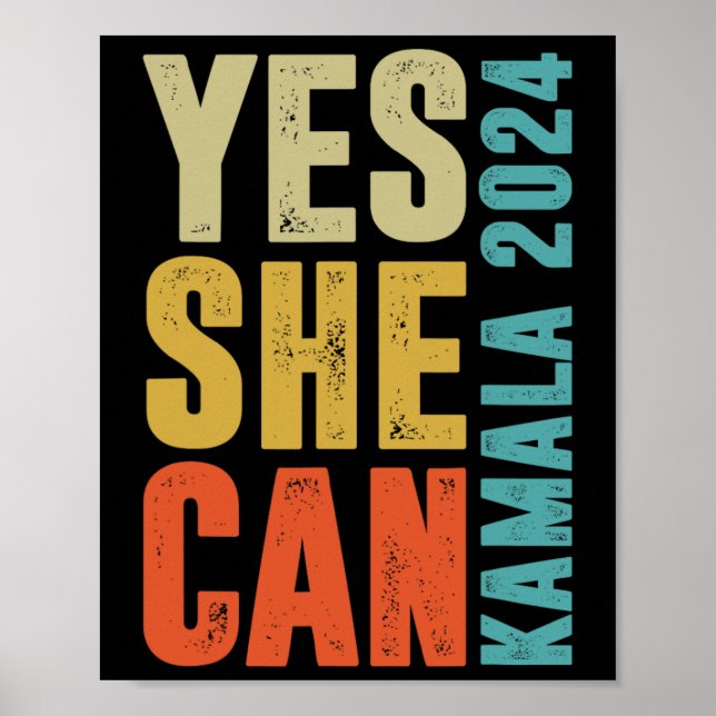 Affiche Elle Peut Kamala 2024 Couleurs Rétro (Devant)
