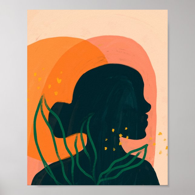 Affiche Elle Regarde Au-Delà - Silhouette Au Coucher Du So (Devant)