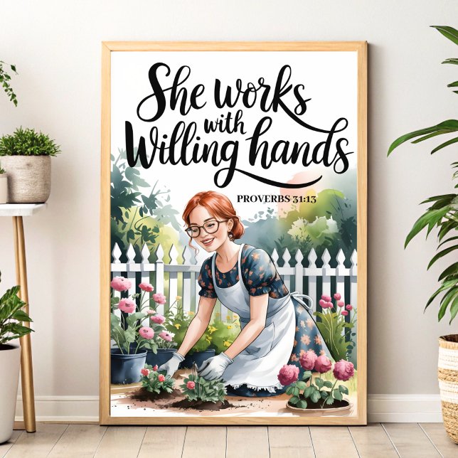 Affiche Elle travaille avec Wands Hands Christian Wall Art (Créateur téléchargé)