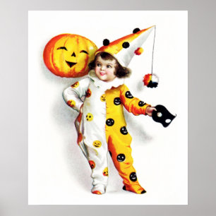 Affiche Ellen H. Clapsaddle : Petit Arlequin Halloween