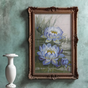 Affiche Ellis Rowan Blue Cloud Eau Lily Fleurs Vintages