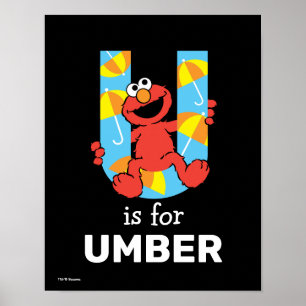 Affiche Elmo Alphabet U Parapluie