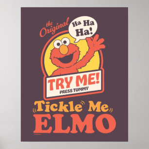 Affiche Elmo qui fait coucou graphique rétro Tickle Me Elm