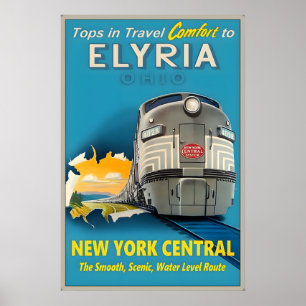 Affiche Elyria Ohio New York Central Railroad Tops dans