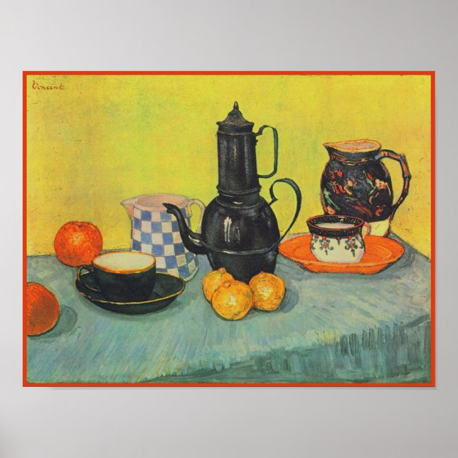Affiche Émail bleu Coffeepot Terrain Van Gogh Fine (Devant)
