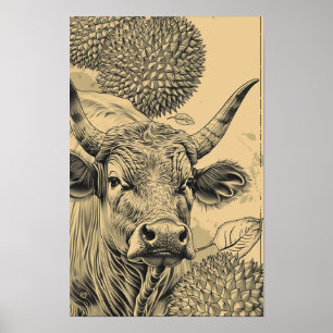 Affiche Emballage Jerky Vibrant Au Durian Flavored Illustr