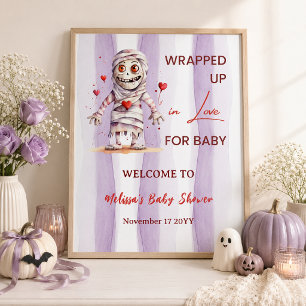 Affiche Emballé dans l'amour Fête de bébé momie lavande