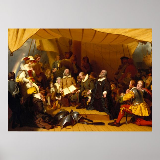 Affiche Embarquement des pèlerins par Robert Walter Weir (Devant)