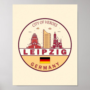 Affiche Emblem Leipzig Allemagne City Skyline
