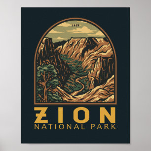 Affiche Emblem rétro du parc national de Zion