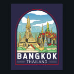 Affiche Emblème Bangkok Thaïlande Travel Retro<br><div class="desc">Bangkok design de voyage rétro dans un style emblème. Bangkok,  la capitale de la Thaïlande,  est une grande ville connue pour ses sanctuaires ornés et sa vie de rue animée.</div>