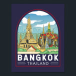 Affiche Emblème Bangkok Thaïlande Travel Retro<br><div class="desc">Bangkok design de voyage rétro dans un style emblème. Bangkok,  la capitale de la Thaïlande,  est une grande ville connue pour ses sanctuaires ornés et sa vie de rue animée.</div>