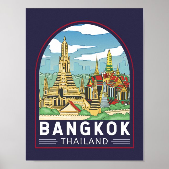 Affiche Emblème Bangkok Thaïlande Travel Retro (Devant)