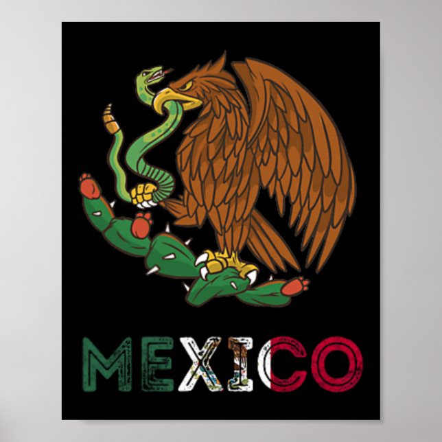 Affiche Emblème d'aigle mexicain Drapeau mexicain Pride Ci (Devant)