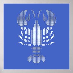 Affiche Emblème de homard pixelisé en mosaïque