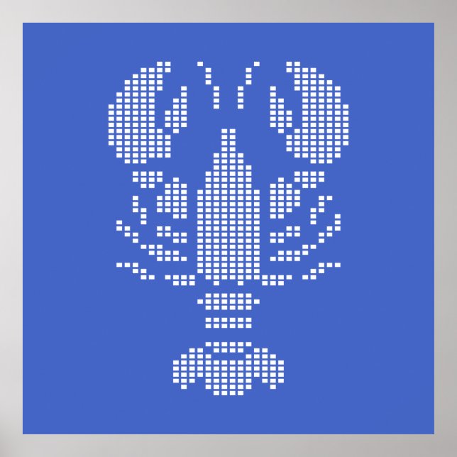 Affiche Emblème de homard pixelisé en mosaïque (Devant)