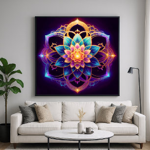 Affiche Emblème de Lotus - Floral Géométrique Abstrait Vib